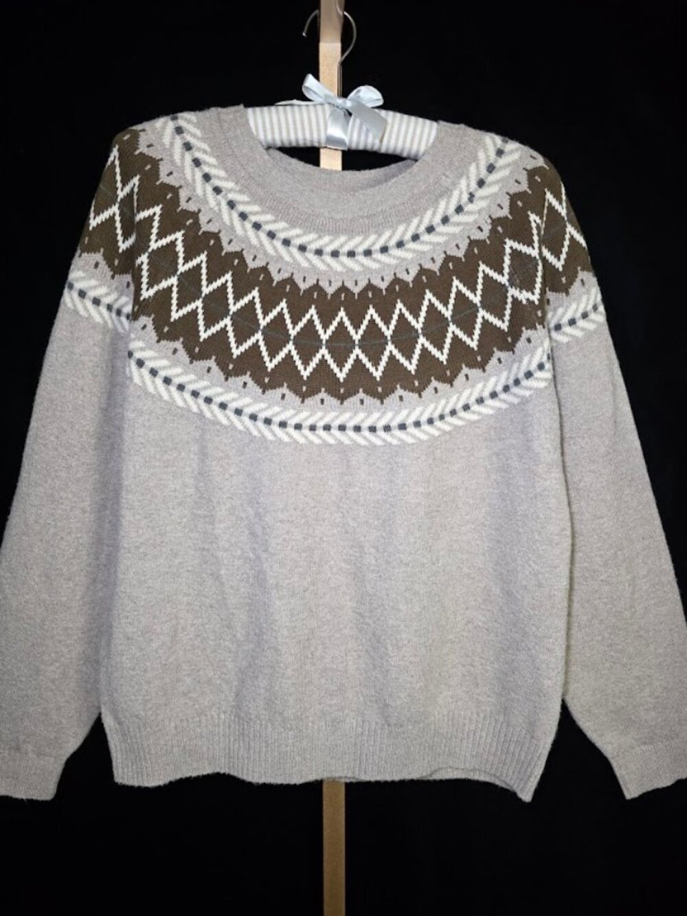 Weatherproof Vintage Women's Fair Isle Sweater in Tan L